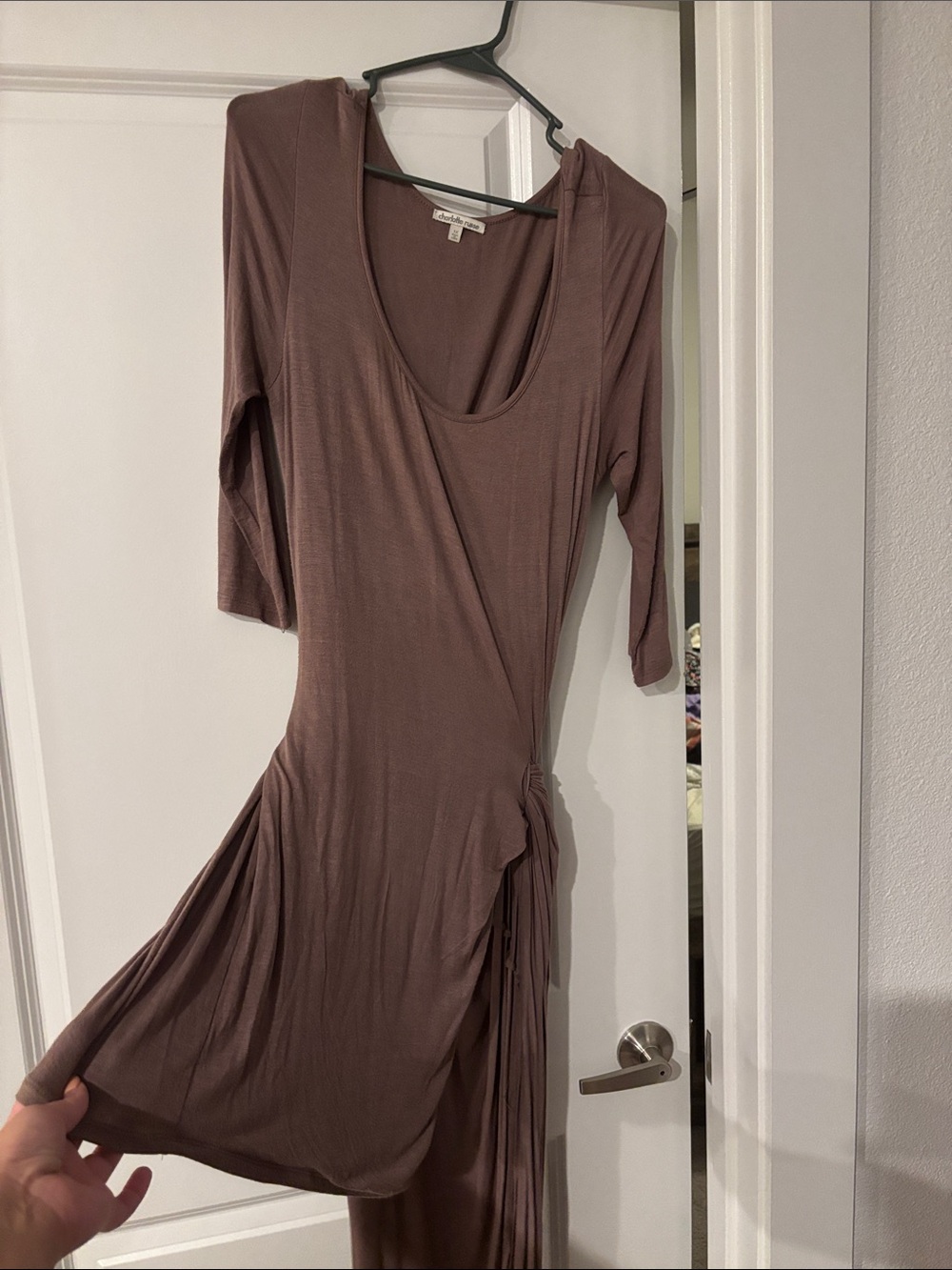 Charlotte Russe Dusky Mauve Long Sleeve Wrap Dress